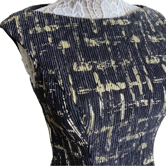 NWT Ieena Mac Duggal Black & Gold Metallic Ruffle Hem Midi Dress size 6 - Picture 5 of 8